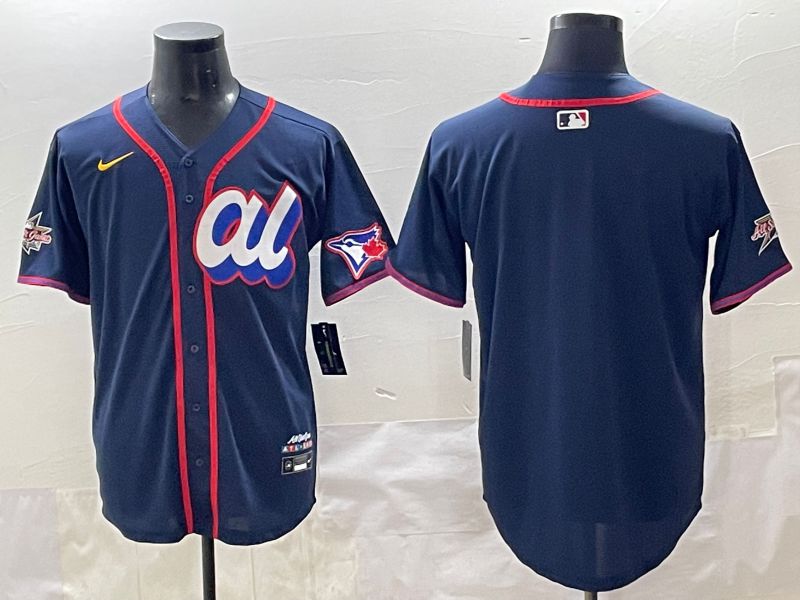 Men 2025 Toronto Blue Jays Blank Drak Blue All star Blank Blue Nike MLB Jersey style 1->toronto blue jays->MLB Jersey